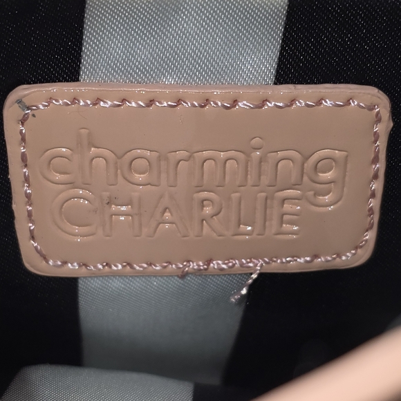 CHARMING CHARLEY PINK PATENT SHINY SMALL BAG RHINESTONE CLASP CLOSURE - Picture 10 of 10